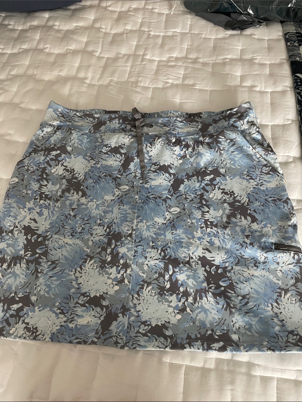 Floral Print Blue & Gray A-Line Women's Skort